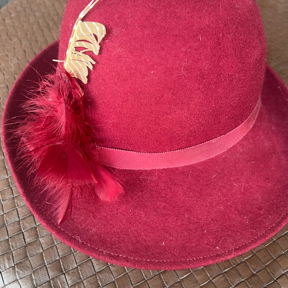 Chic Burgundy Feathered Women's Hat